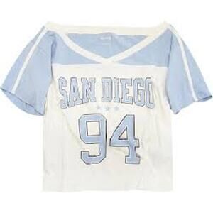 Hollister Oversized Varsity San Diego 94 Graphic Tee XS Blue White NWT